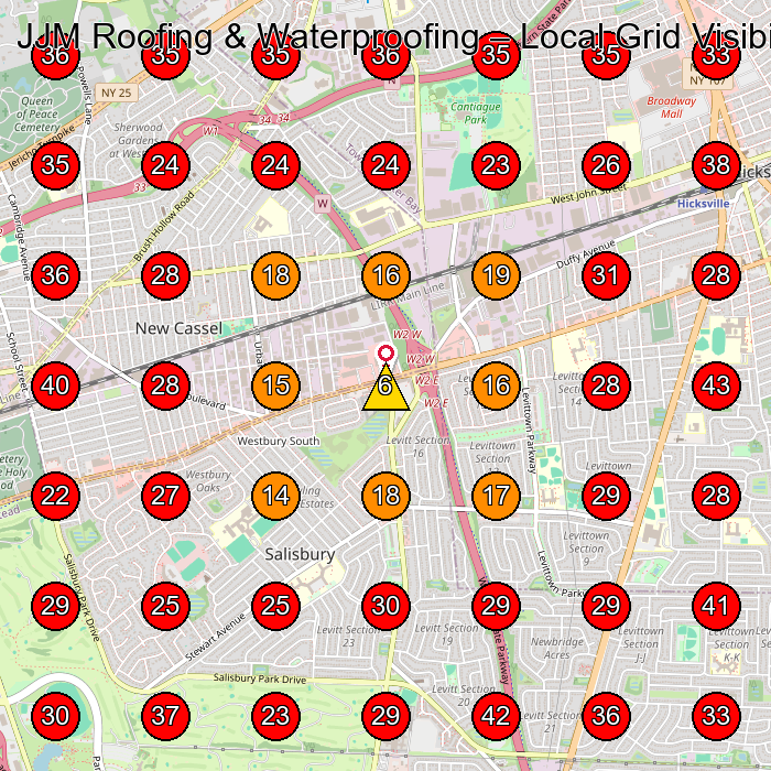 JJM Roofing & Waterproofing GeoGrid visibility map for Contractor in Hicksville